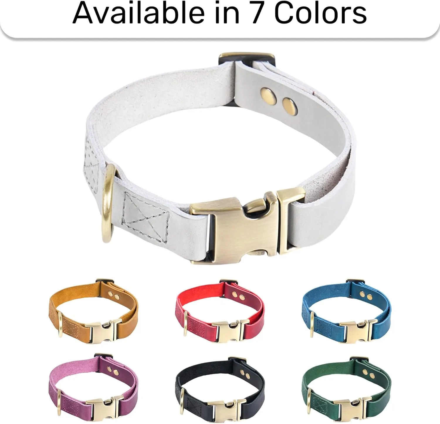 HIFA Geniune Leather Dog Collar - Soft Touch Rustic Leather, Vintage Retro Style, Easy Adjustability, Durable Quick Release Buckle - Collar for Dogs and Cats, Leather Cat Collar