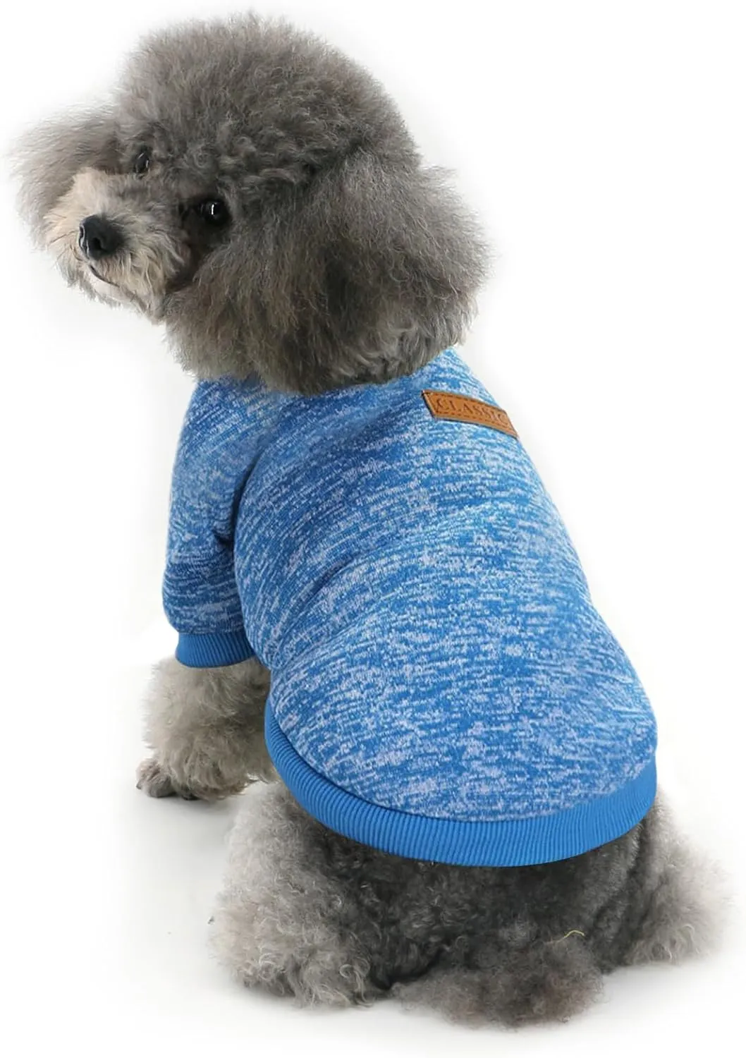 Idepet Pet Dog Classic Knitwear Sweater, Soft Fleece Coat for Small,Medium Dog,Warm Pet Dog Cat Clothes,Soft Puppy Customes (M, Blue)