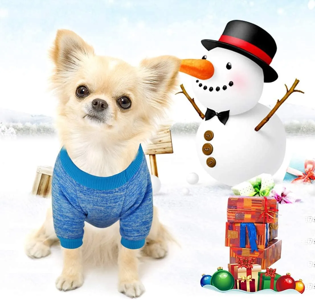 Idepet Pet Dog Classic Knitwear Sweater, Soft Fleece Coat for Small,Medium Dog,Warm Pet Dog Cat Clothes,Soft Puppy Customes (M, Blue)