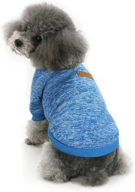 Idepet Pet Dog Classic Knitwear Sweater, Soft Fleece Coat for Small,Medium Dog,Warm Pet Dog Cat Clothes,Soft Puppy Customes (M, Blue)