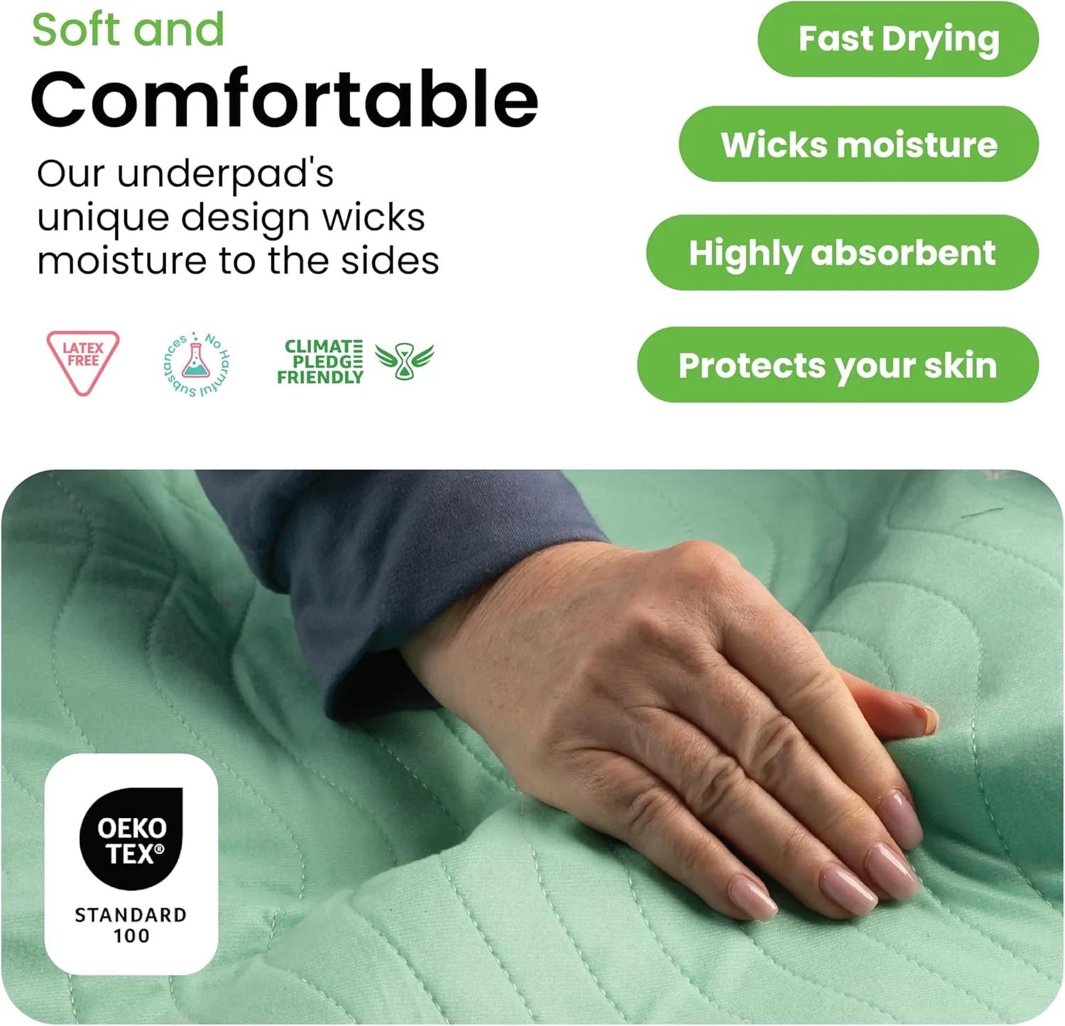 IMPROVIA Washable Underpads, 34" x 52" (Pack of 2) - Heavy Absorbency Reusable Incontinence Pads for Kids, Adults, Elderly, and Pets - Waterproof Protective Pad for Bed, Couch, Sofa, Furniture, Floor