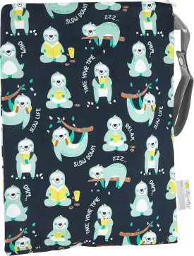 Itzy Ritzy Sealed Wet Bag with Handle  Wet Bag for Travel, Swimsuits, Cloth Diapers, Gym Clothes & Toiletries - Washable & Reusable with Water Resistant Lining - Measures 11 x 14 (PhiliSLOTHical)