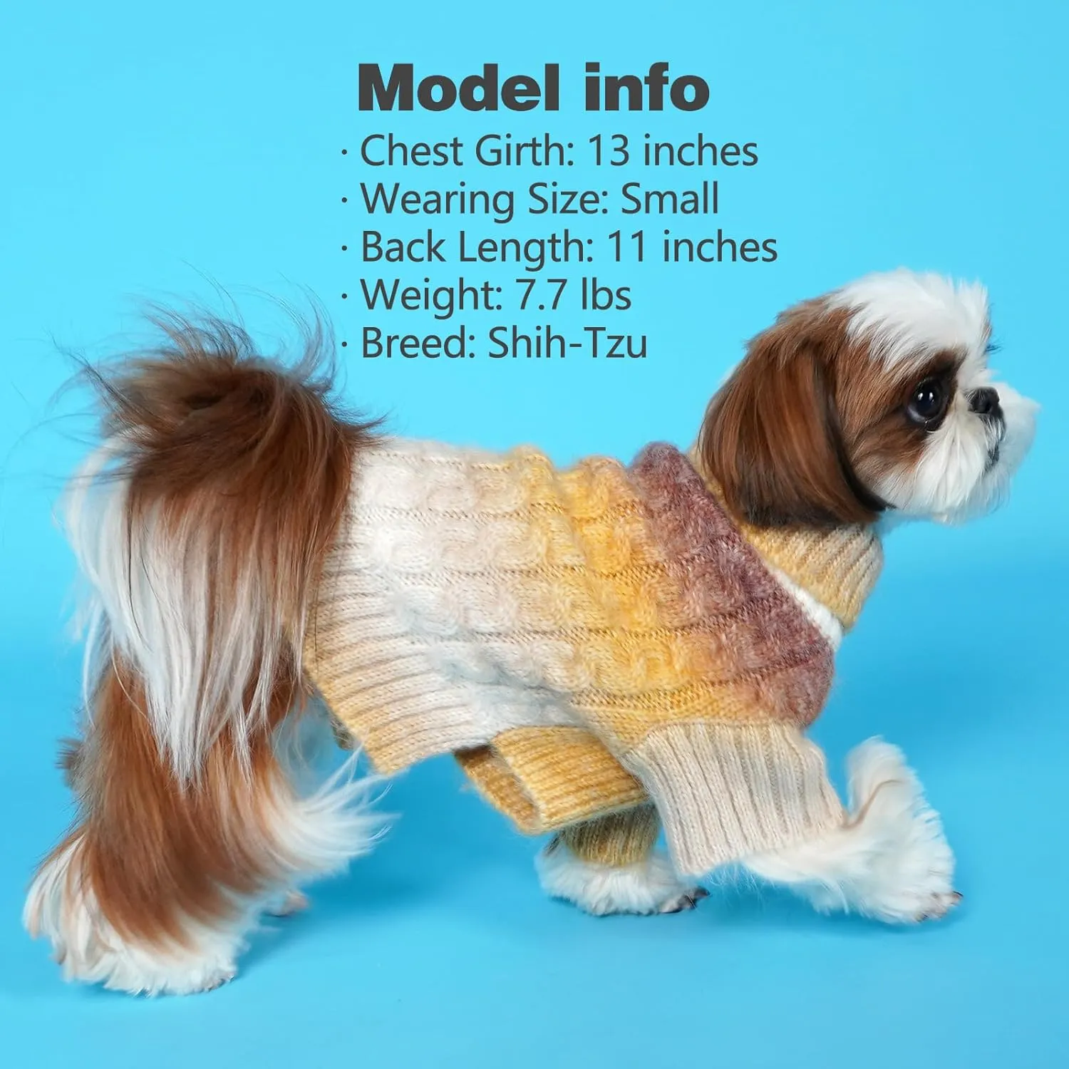 KYEESE Dog Sweater Cable Knit Thick Fuzzy Dog Knitwear Turtleneck Warm with Sleeves Dogs Clothes Gradient Color, Brown, XLarge