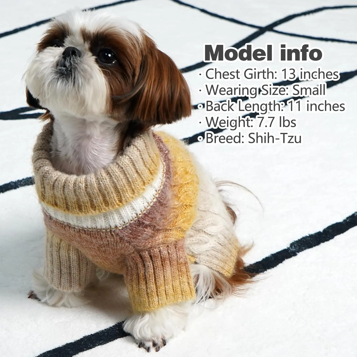 KYEESE Dog Sweater Cable Knit Thick Fuzzy Dog Knitwear Turtleneck Warm with Sleeves Dogs Clothes Gradient Color, Brown, XLarge