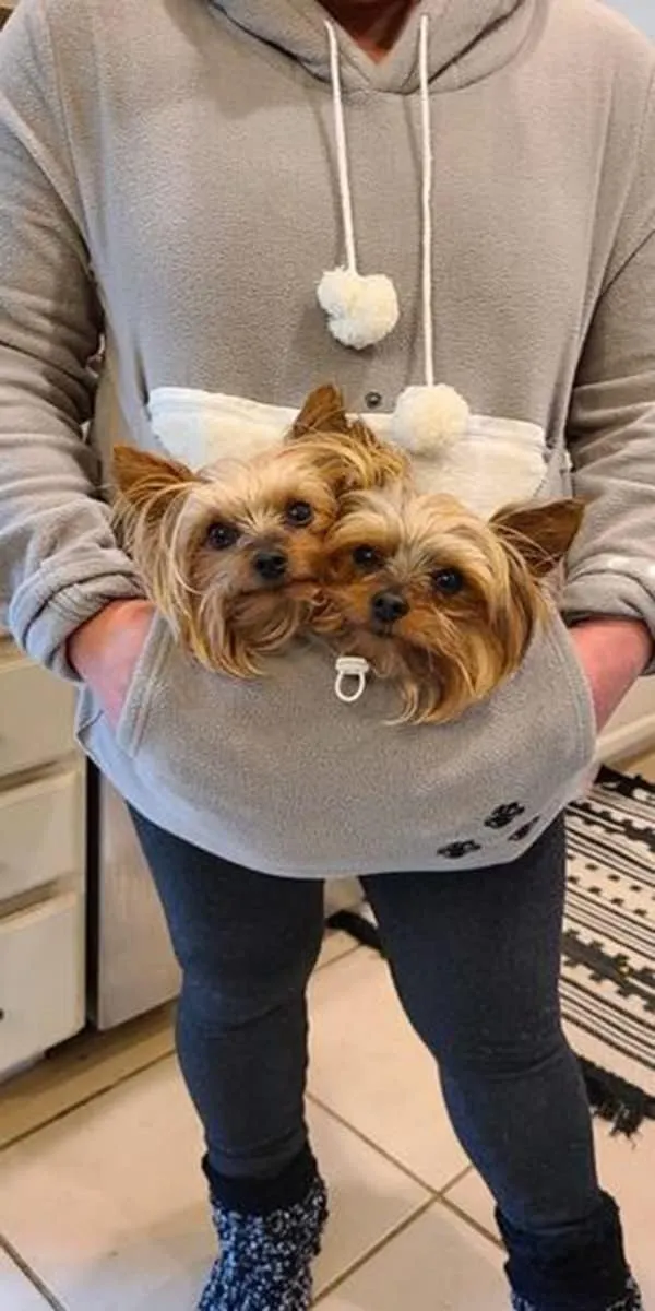 LINYUCHEN Cat Dog Pouch Hoodie Puppy Kitten Large Pocket Carriers Pullover- Fleece Sweatshirt with Soft Pet Pouch for women