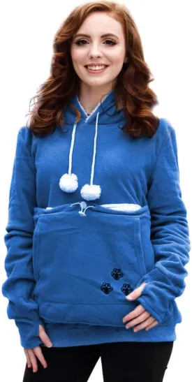 LINYUCHEN Cat Dog Pouch Hoodie Puppy Kitten Large Pocket Carriers Pullover- Fleece Sweatshirt with Soft Pet Pouch for women