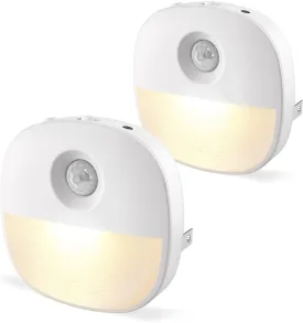 Lyridz Plug in Night Light with Motion Sensor and Dusk to Dawn Sensor, Dimmable Warm Nightlight with 1-50lm Adjustable Brightness Indoor for Bedroom, Bathroom, Stairs, Hallway, Pet House (2 Pack)