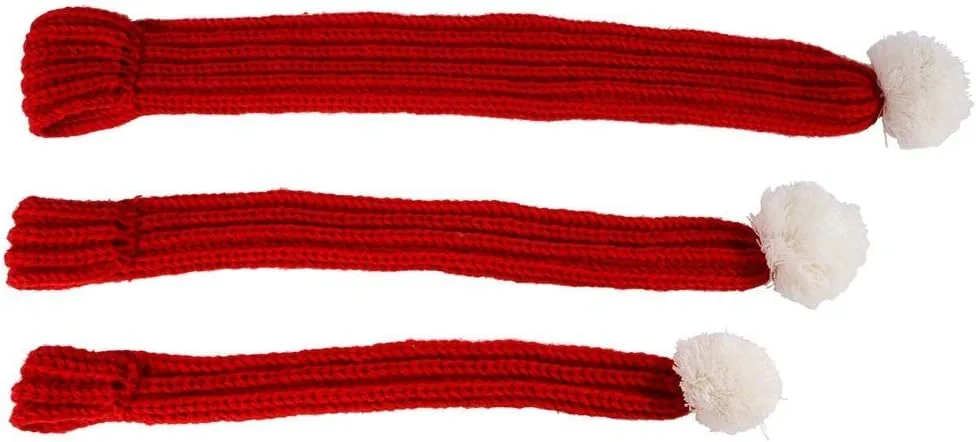 NACOCO Christmas Dog Knitted Scarf with White Pompom Warm Bandana Winter Holiday Pet Accessories Cat Scarves for Small Medium Cats Dogs Lovely Winter Outfits (M, Red)