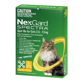 Nexgard Spectra Cat 2.5-7.5kg Large Spot On All in One Flea and Worm Treatment 6 Pack^^^