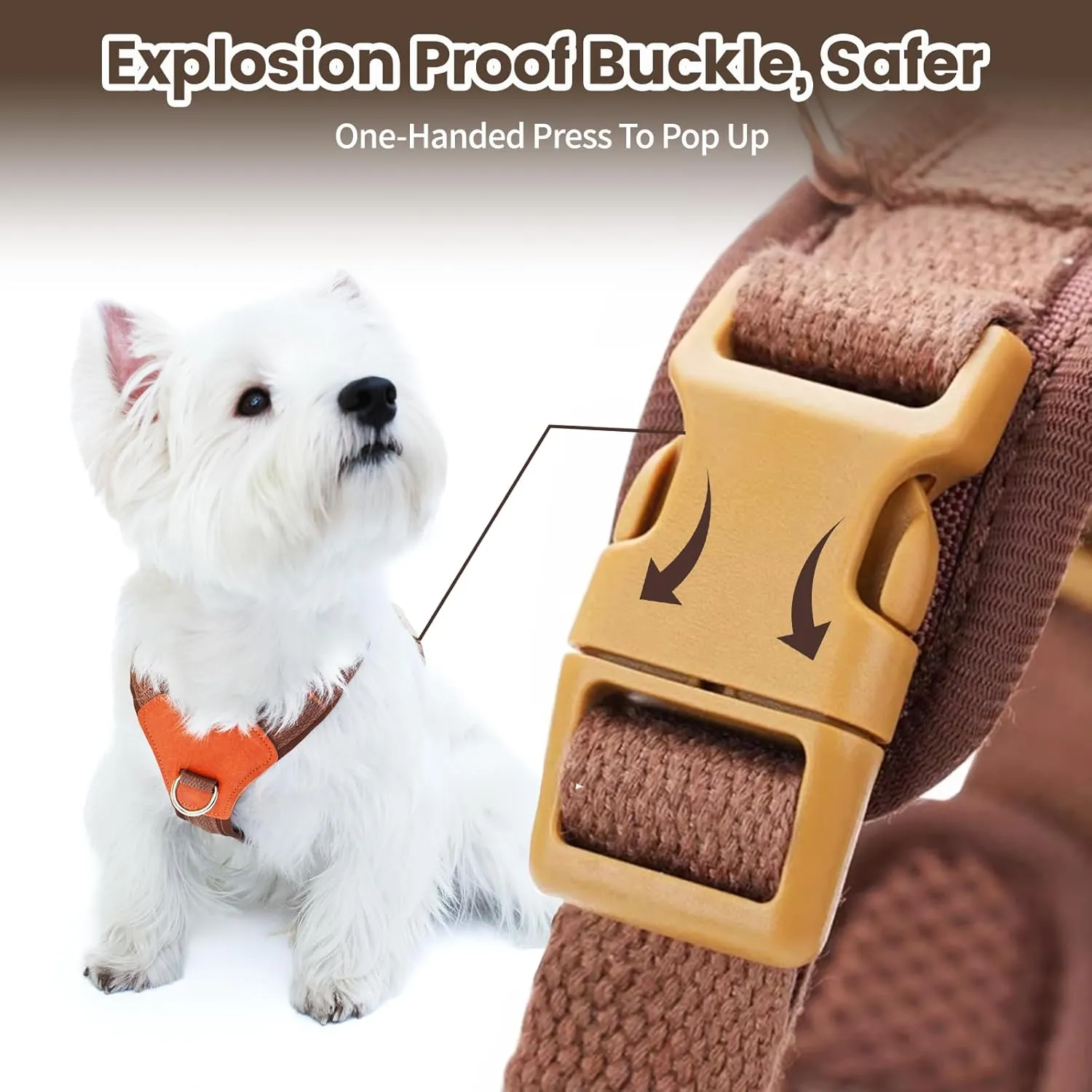 No-Pull No-Choke Dog Harness and Leash Set - Adjustable Soft Padded Vest, Lightweight Retro Design for Small Medium Dogs and Puppies, Easy Control and Comfortable Walk (Brown, XS)