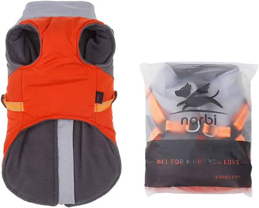 Norbi Small Dog Winter Jacket with Harness - 2 in 1 Puppy Coat