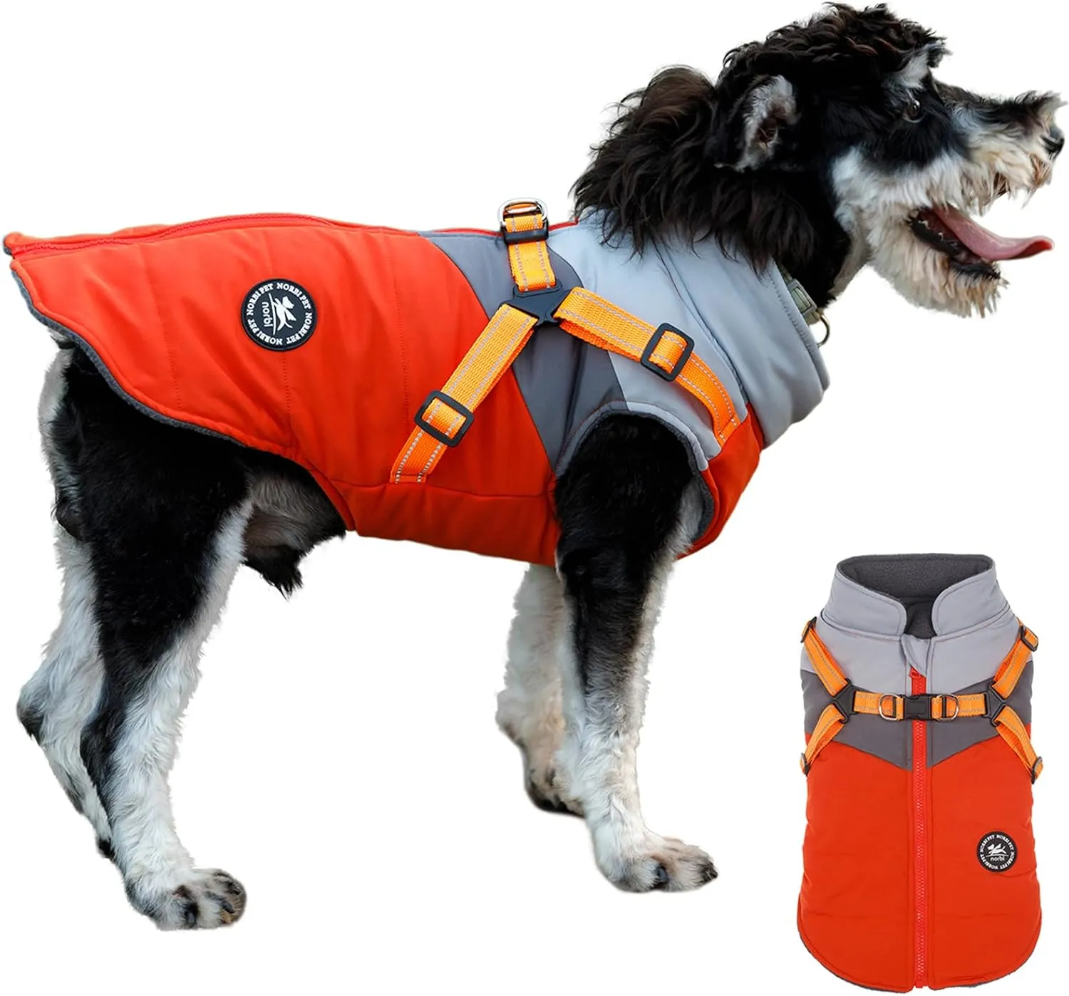 Norbi Small Dog Winter Jacket with Harness - 2 in 1 Puppy Coat