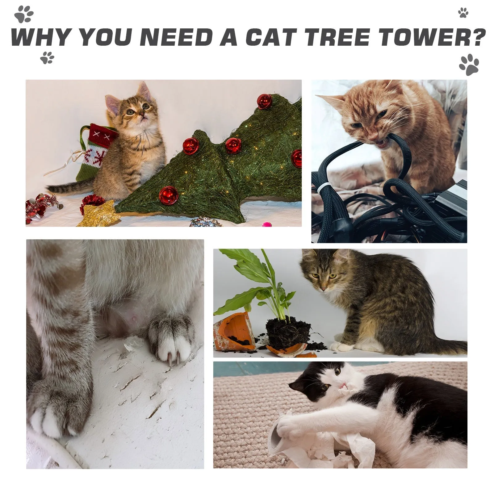 PawHut Height Adjustable Cat Tree