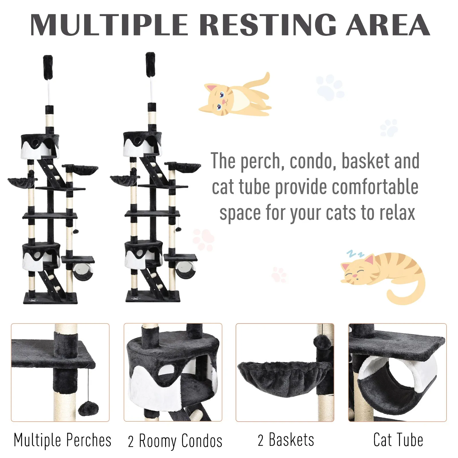 PawHut Height Adjustable Cat Tree