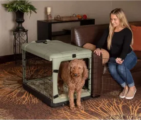 Pet Gear The Other Door 4 Door Steel Crate for Dogs/Cats with Garage-Style Door, Includes Plush Bed   Travel Bag, No Tools Required, 3 Models, 3 Colors
