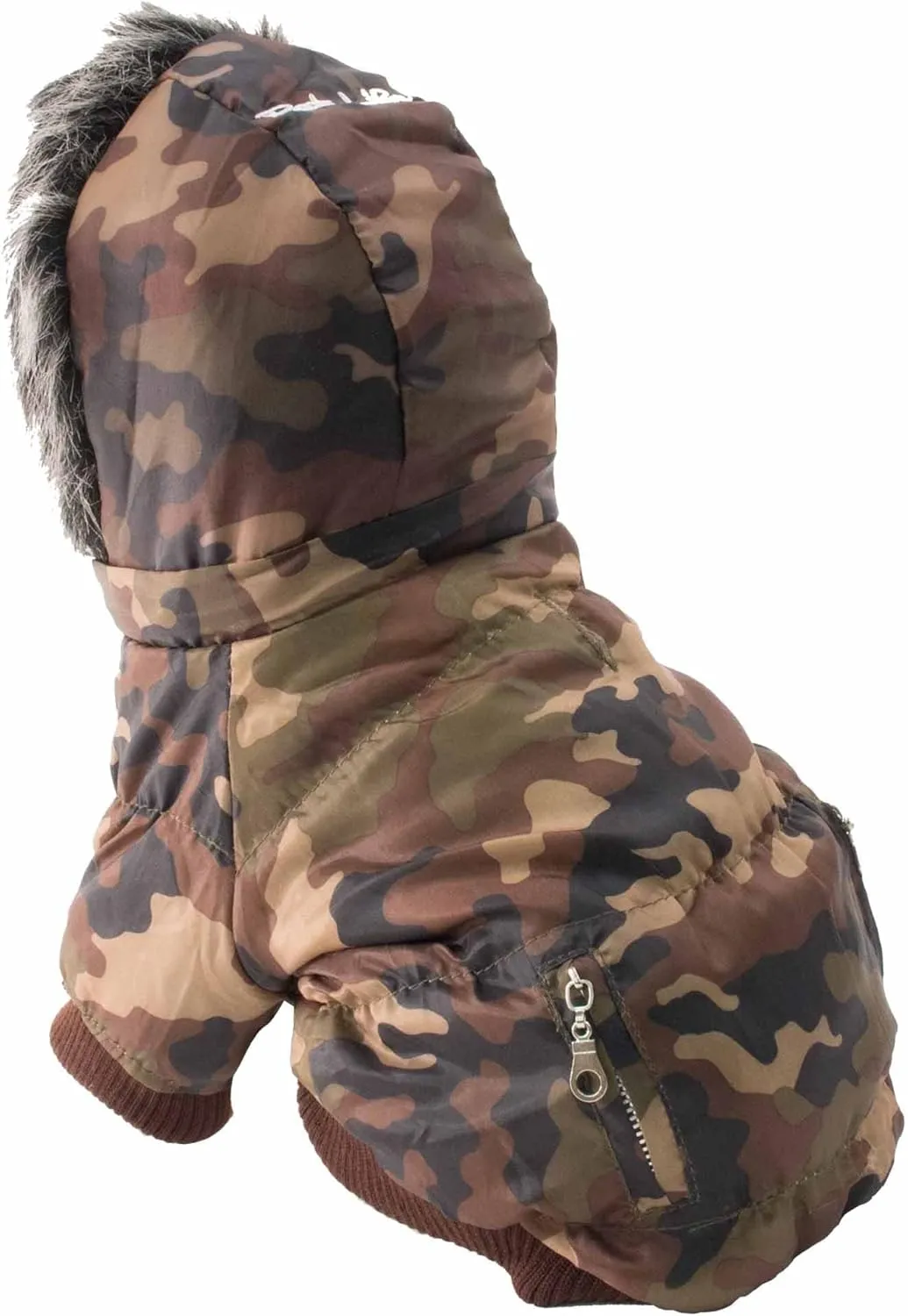 PET LIFE Classic Metallic Fashion Pet Dog Coat Jacket Parka w/ 3M Insulation and Removable Hood, Small, Camouflage