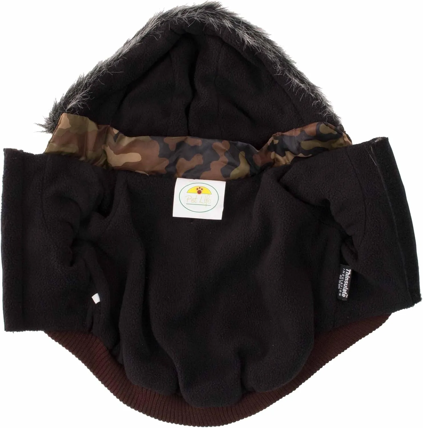 PET LIFE Classic Metallic Fashion Pet Dog Coat Jacket Parka w/ 3M Insulation and Removable Hood, Small, Camouflage