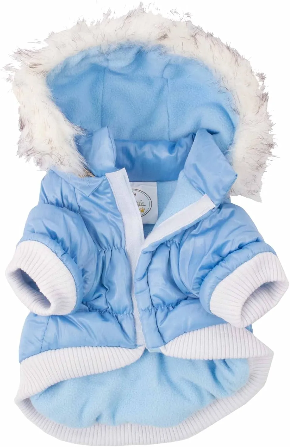 PET LIFE Classic Metallic Fashion Pet Dog Coat Jacket Parka w/ 3M Insulation and Removable Hood, Small, Sky Blue