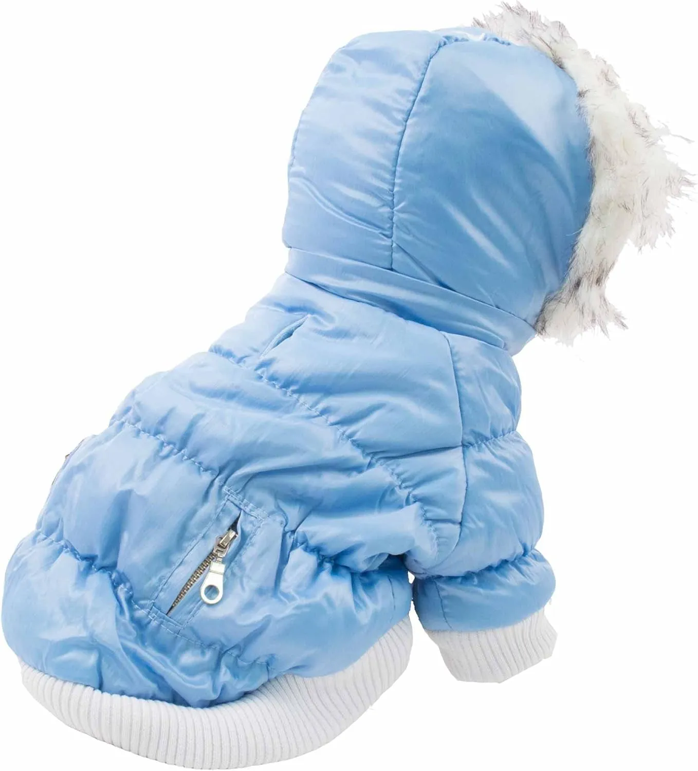 PET LIFE Classic Metallic Fashion Pet Dog Coat Jacket Parka w/ 3M Insulation and Removable Hood, Small, Sky Blue