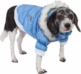 PET LIFE Classic Metallic Fashion Pet Dog Coat Jacket Parka w/ 3M Insulation and Removable Hood, Small, Sky Blue