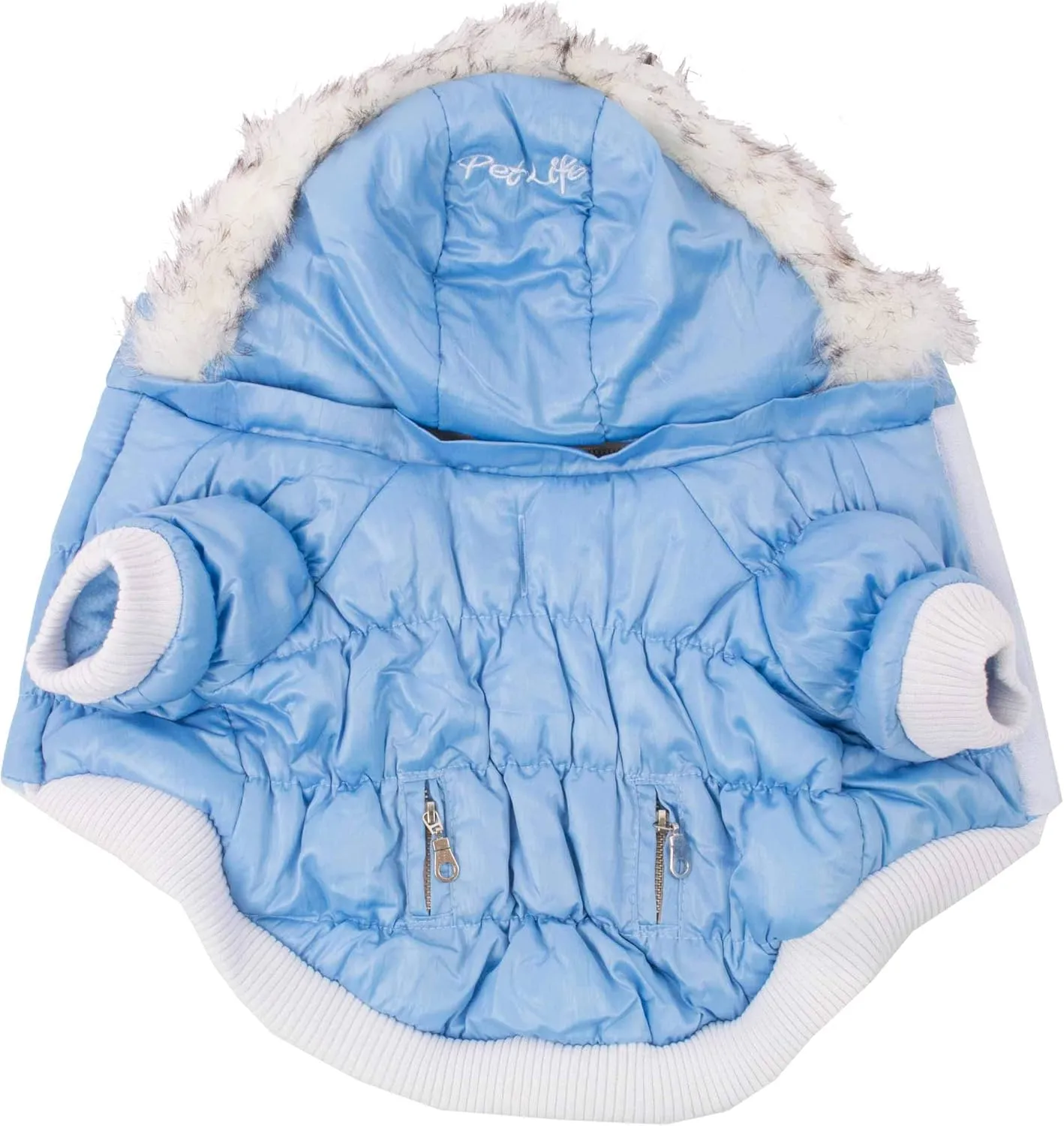 PET LIFE Classic Metallic Fashion Pet Dog Coat Jacket Parka w/ 3M Insulation and Removable Hood, Small, Sky Blue
