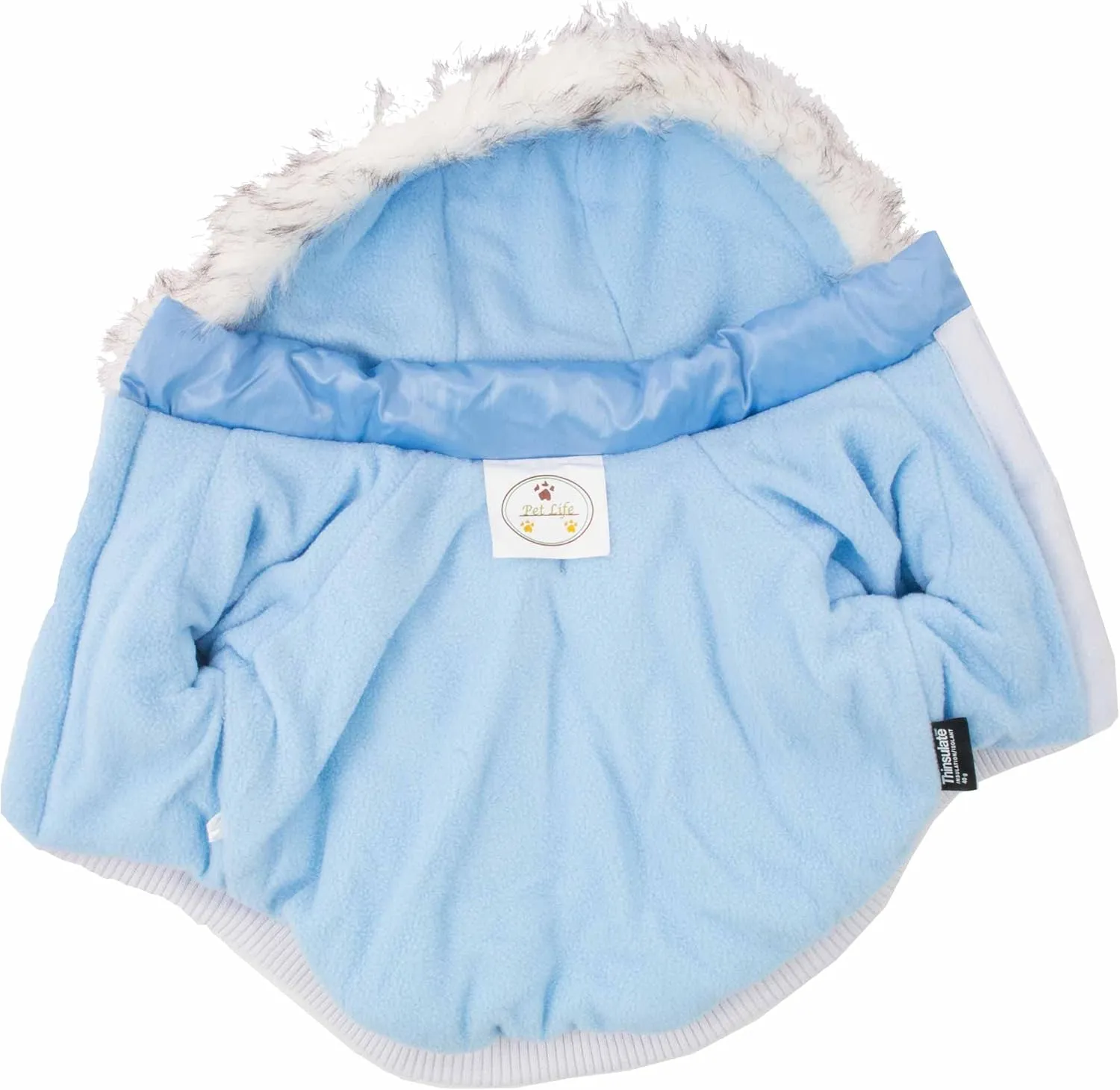 PET LIFE Classic Metallic Fashion Pet Dog Coat Jacket Parka w/ 3M Insulation and Removable Hood, Small, Sky Blue