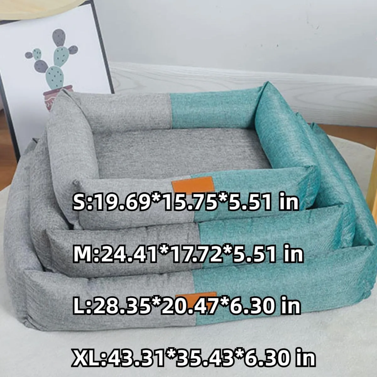 Pet Mat, Sponge Mat, Kennel, Removable and Washable Color Matching Linen Pet Kennel, Summer Breathable and Comfortable Dog Bed,Detachable and Washable (Green,Small)