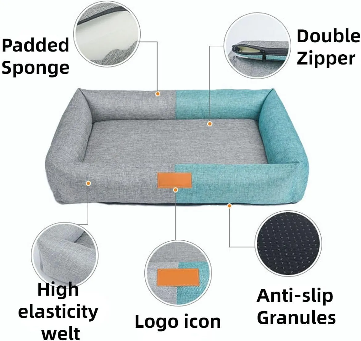 Pet Mat, Sponge Mat, Kennel, Removable and Washable Color Matching Linen Pet Kennel, Summer Breathable and Comfortable Dog Bed,Detachable and Washable (Green,Small)