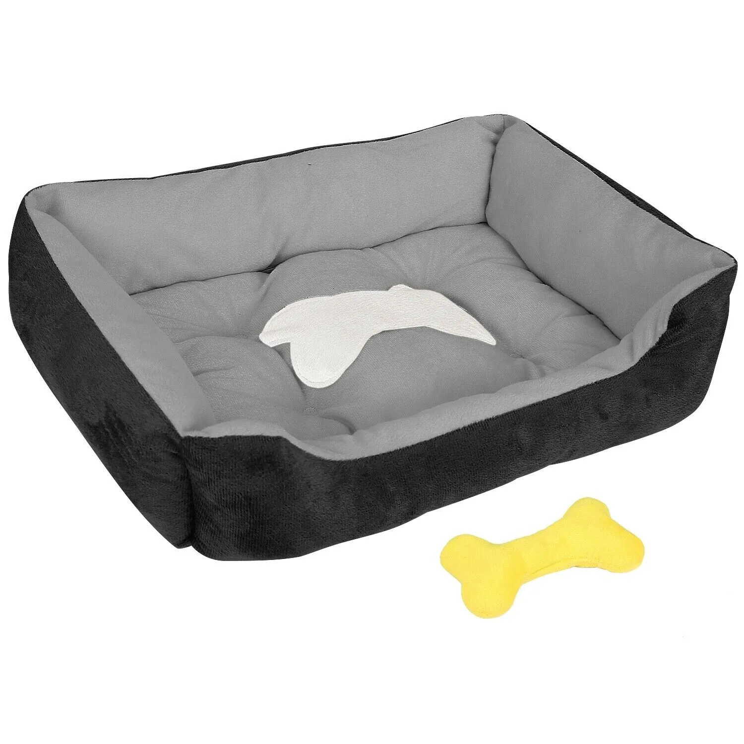PETLAVISH™ Plush Dog/Cat Non-Slip Bed: S-XXL Cozy Fleece Cushion Mat Kennel w/ BONE Toy