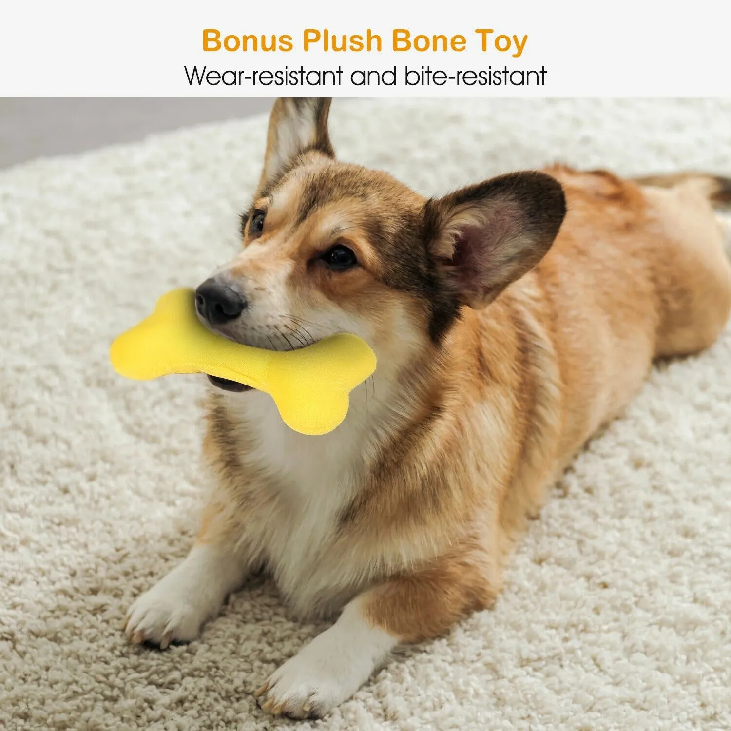 PETLAVISH™ Plush Dog/Cat Non-Slip Bed: S-XXL Cozy Fleece Cushion Mat Kennel w/ BONE Toy