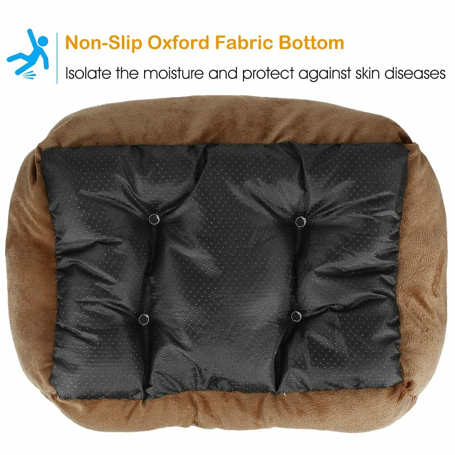 PETLAVISH™ Plush Dog/Cat Non-Slip Bed: S-XXL Cozy Fleece Cushion Mat Kennel w/ BONE Toy