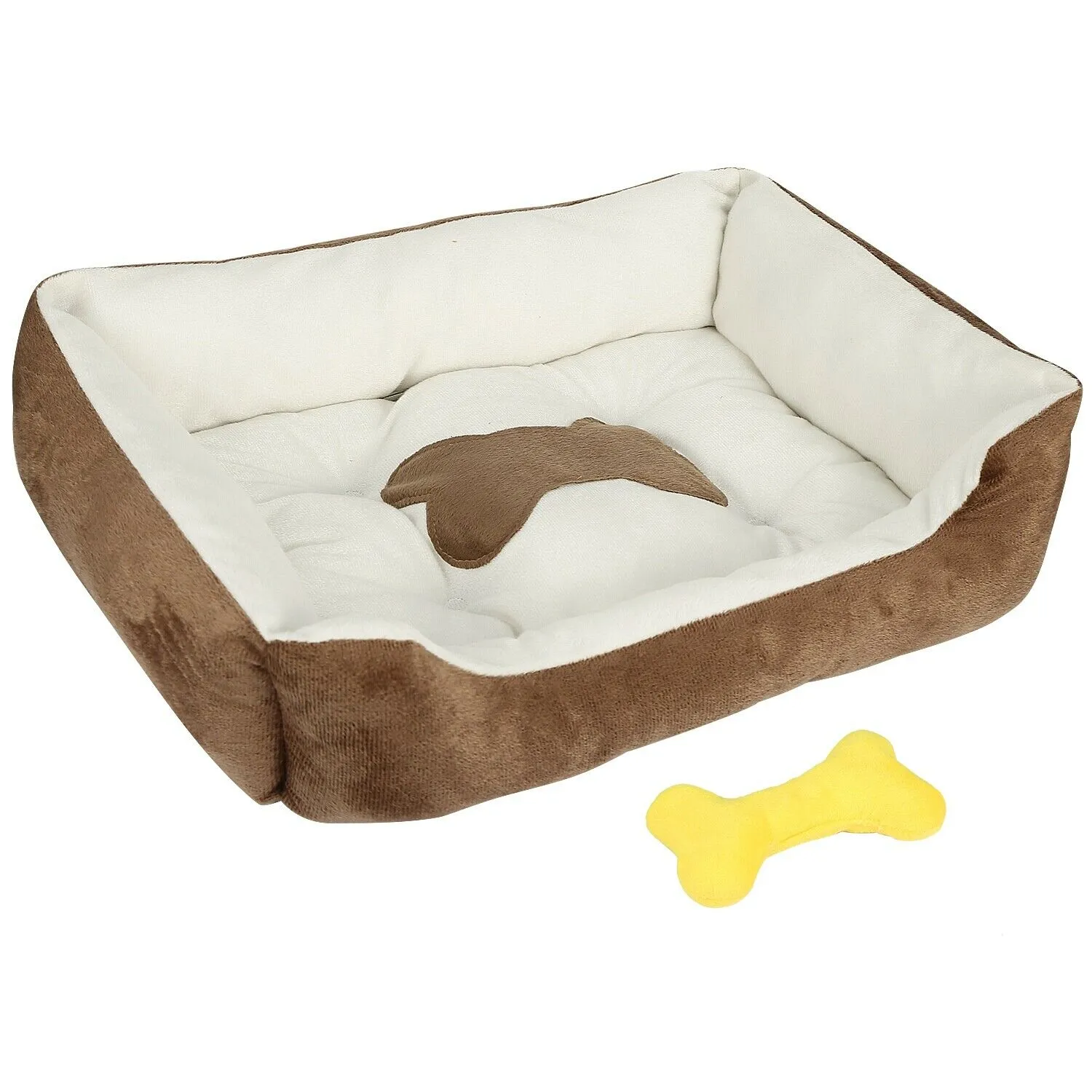 PETLAVISH™ Plush Dog/Cat Non-Slip Bed: S-XXL Cozy Fleece Cushion Mat Kennel w/ BONE Toy