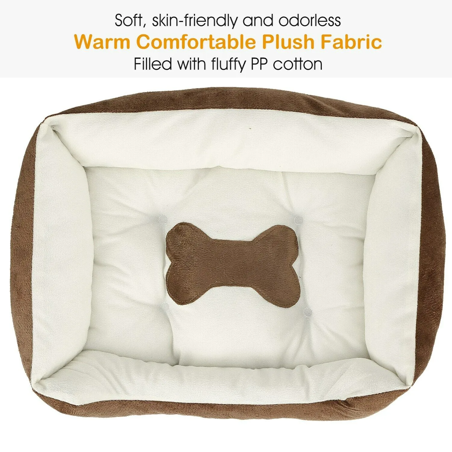 PETLAVISH™ Plush Dog/Cat Non-Slip Bed: S-XXL Cozy Fleece Cushion Mat Kennel w/ BONE Toy