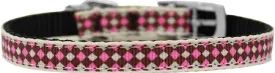 Pink Checkers Nylon Dog Collar with classic buckle 3-8" Size 16