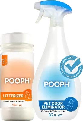 POOPH Pet Odor Eliminator Spray   LITTERIZER Bundle  No Fragrance, No Harsh Chemicals, Eliminates Odors On-Contact, Safe for Pets & People, Helps Cut Litter Costs & Keeps Litter Dry