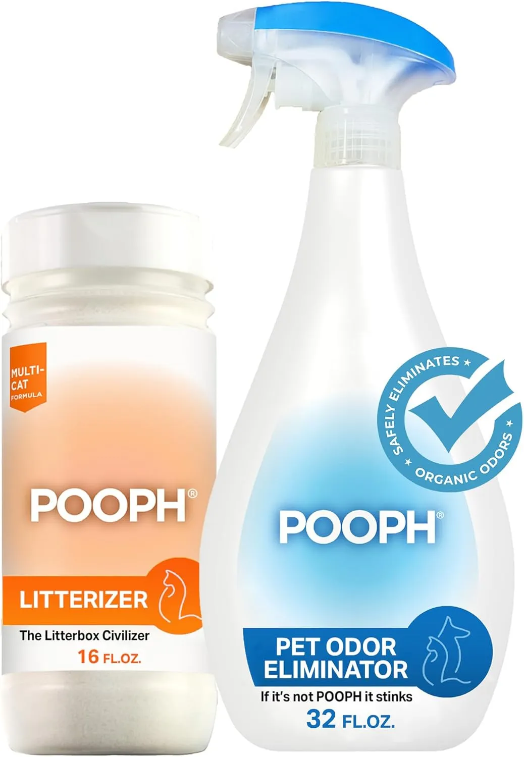 POOPH Pet Odor Eliminator Spray   LITTERIZER Bundle  No Fragrance, No Harsh Chemicals, Eliminates Odors On-Contact, Safe for Pets & People, Helps Cut Litter Costs & Keeps Litter Dry