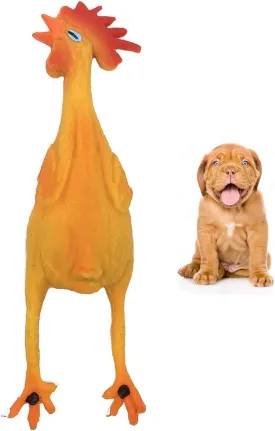 Rubber Chicken Dog Toys - Natural Rubber (Latex) - Small Breeds Puppies Lead-Free Chemical-Free - Handpainted - Soft Unstuffed Squeaky (Small)