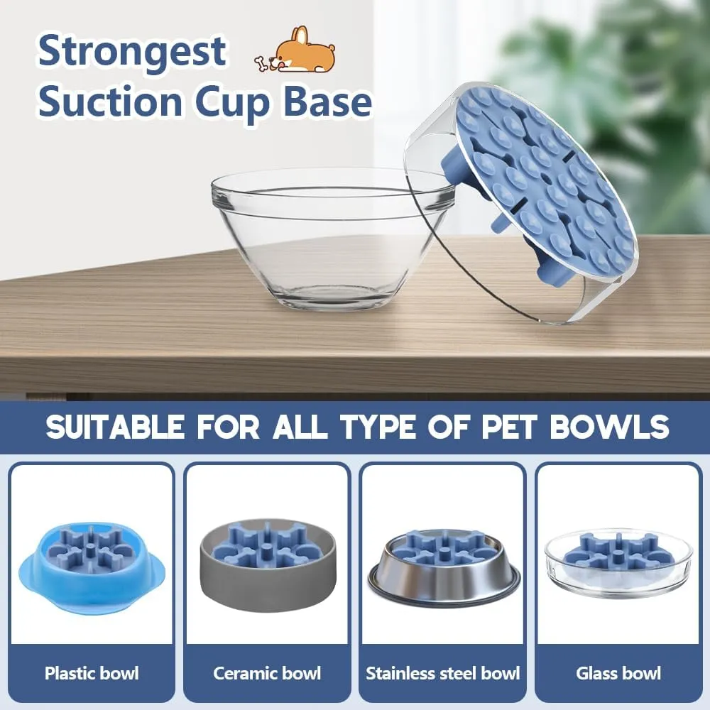 Soft Silicone Anti-Choking Puzzle Feeder Insert - Compatible with Regular Elevated Dog Bowls, Anti-Slip Slow Down Eating Insert