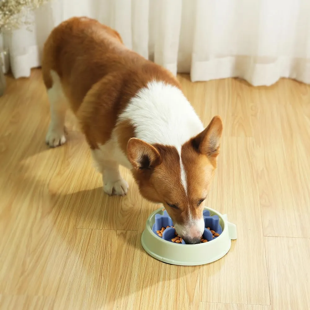 Soft Silicone Anti-Choking Puzzle Feeder Insert - Compatible with Regular Elevated Dog Bowls, Anti-Slip Slow Down Eating Insert