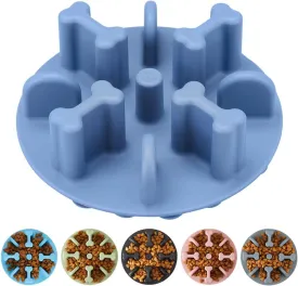 Soft Silicone Anti-Choking Puzzle Feeder Insert - Compatible with Regular Elevated Dog Bowls, Anti-Slip Slow Down Eating Insert