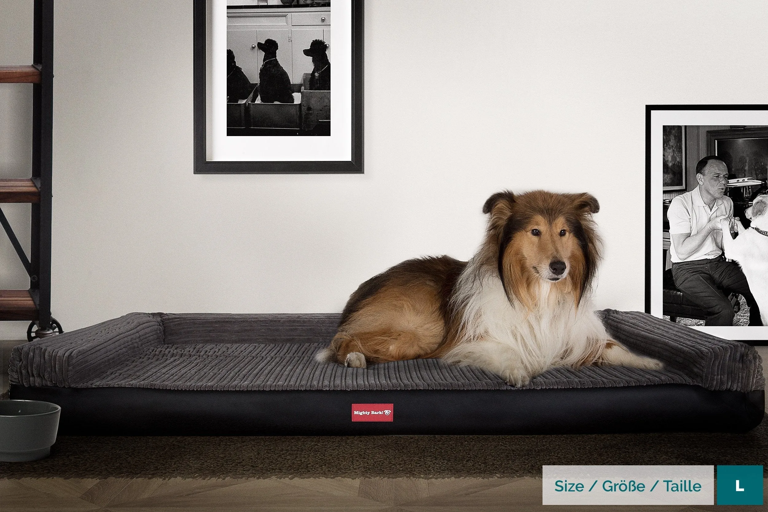 The Bench - Orthopedic Memory Foam Dog Bed - Faux Leather Black