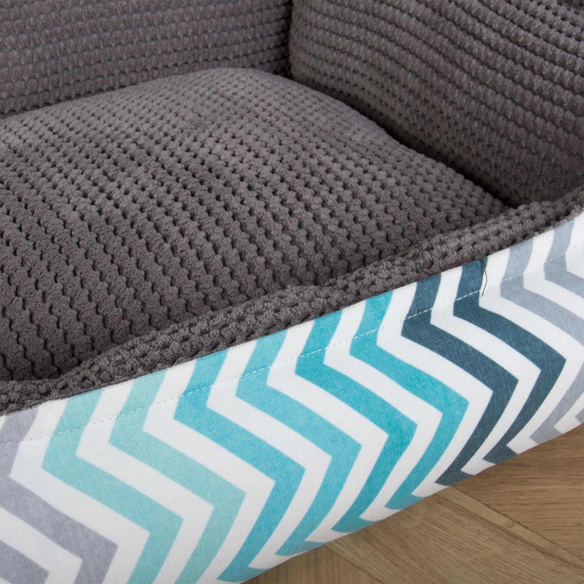 The Cat Bed - Memory Foam Cat Bed - Geo Print Chevron Teal