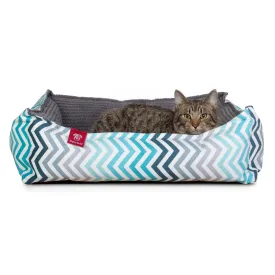 The Cat Bed - Memory Foam Cat Bed - Geo Print Chevron Teal