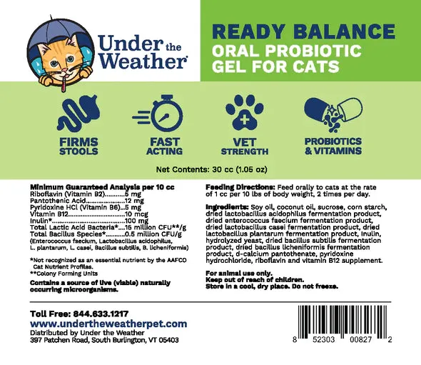 Under the Weather Ready Balance Probiotic Supplement for Cats 30cc tube