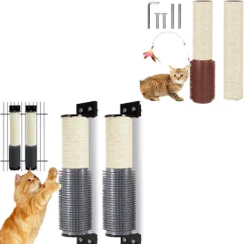 Wall Cat Scratcher Post with Cat Scratching Post Replacement Pole Refill 16in M8 Cats Tower Replacement Parts with Self Groomer Massager Spare Jute Kitty Tree Refurbishment Accessories