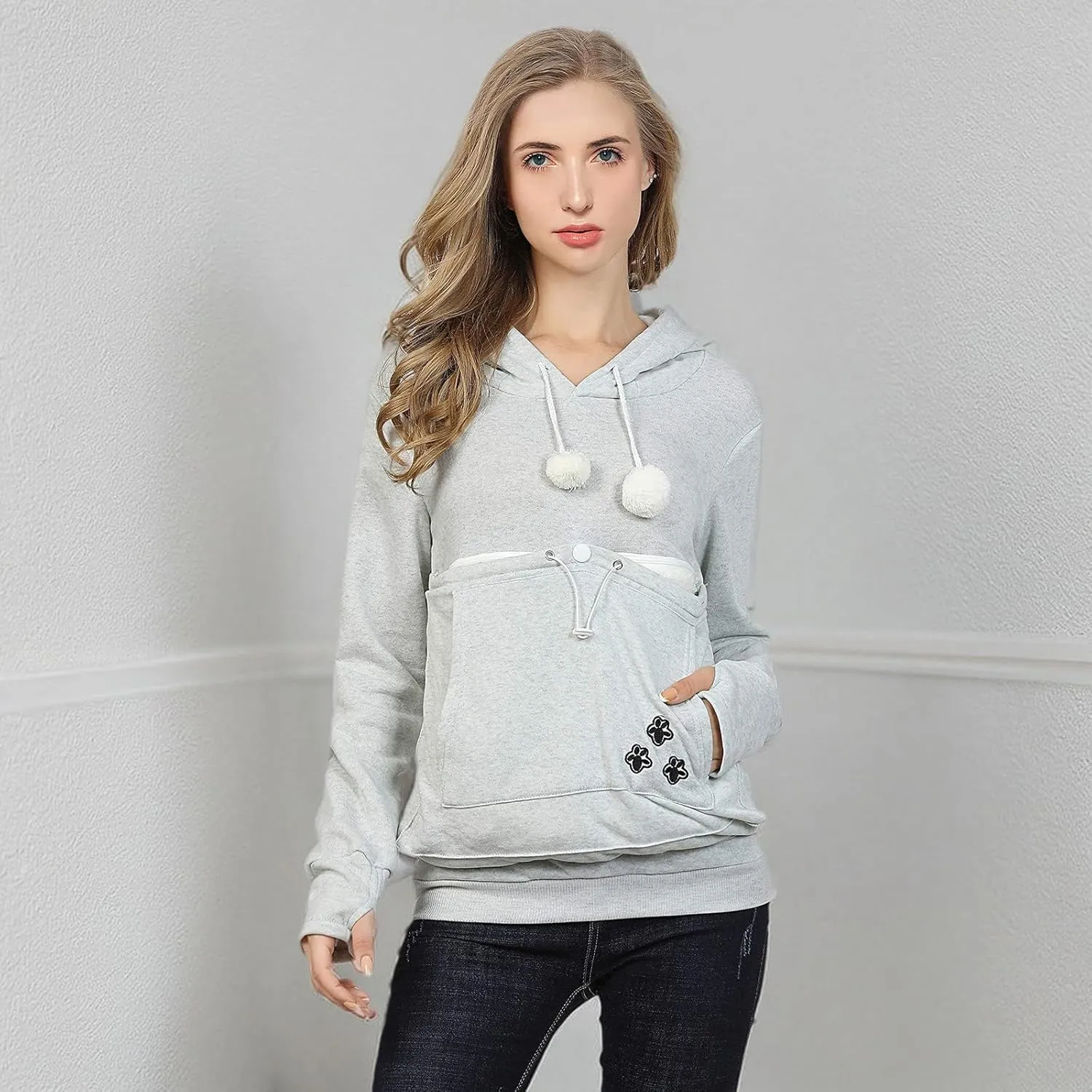 XUDREZ Unisex Big Pouch Hoodie Long Sleeve Pet Dog Holder Carrier Sweatshirt Hooded Pocket Kangaroo Hoodie
